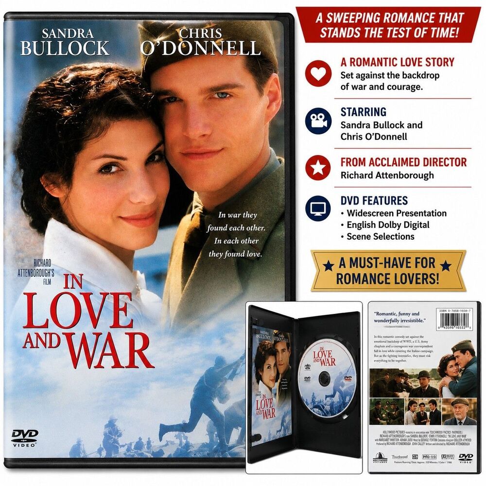 In Love and War DVD 1996 Sandra Bullock Chris O'Donnell Richard Attenborough